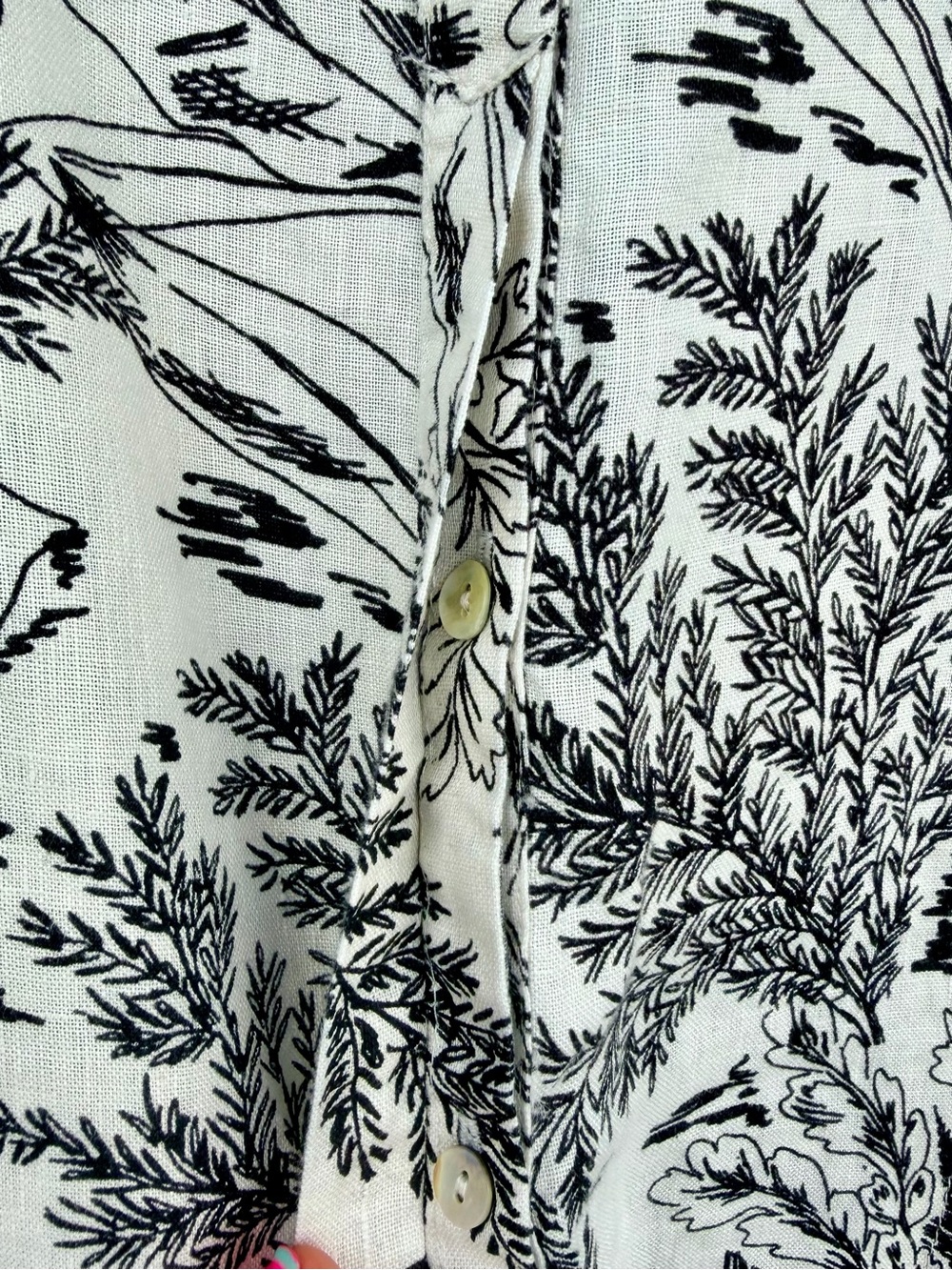 Tahari 100% Linen Botanical Print Shirt Dress L - Picture 7 of 15